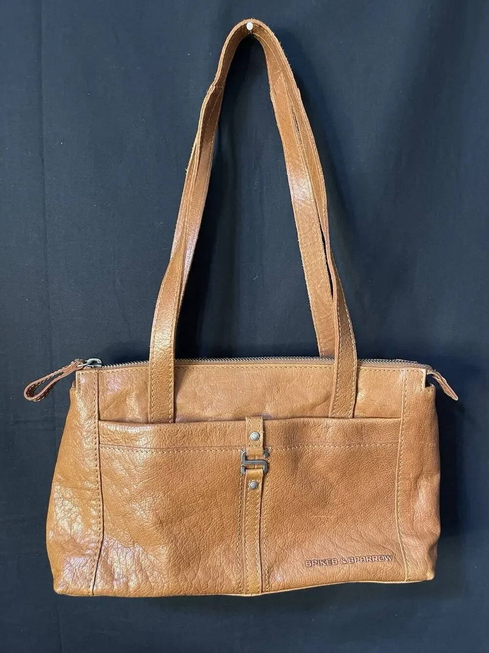 Spikes & Sparrow Cognac Brown Soft Leather Shoulder Purse Bag